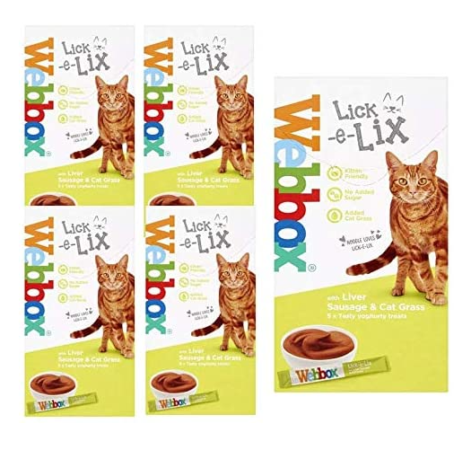 Webbox Lick-e-Lix Liver Sausage & Cat Grass Cat Treats 5 Sachets