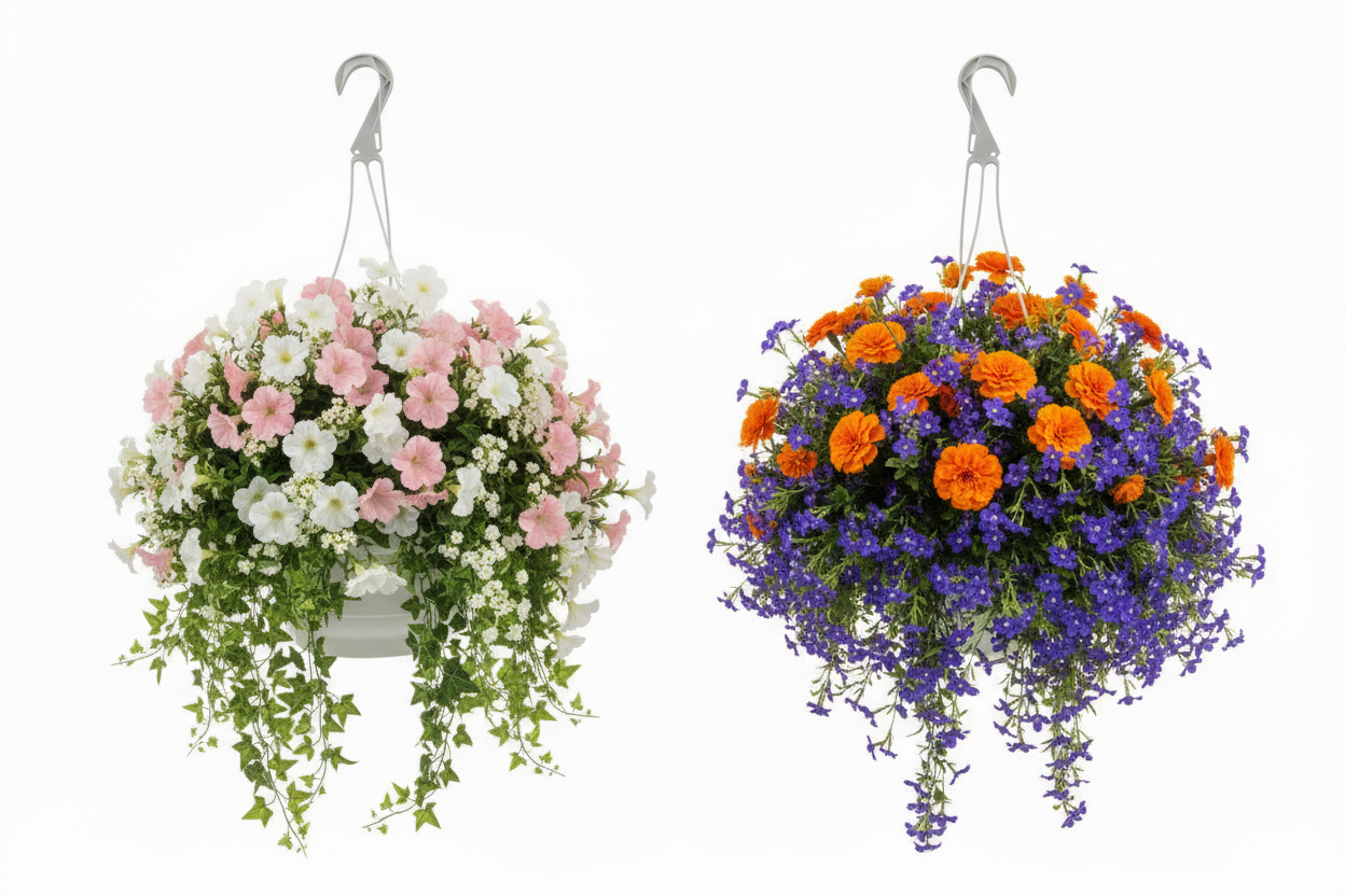 Fixtures White Garden Hanging Basket 25cm x 16cm
