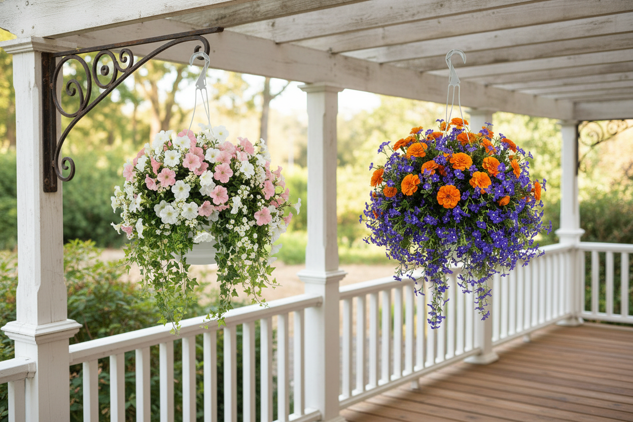 Fixtures White Garden Hanging Basket 25cm x 16cm