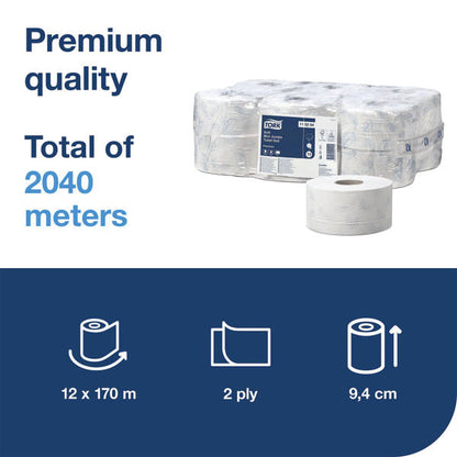 Tork T2 2 Ply Mini Jumbo Premium Toilet Roll Pack 12's {110254}