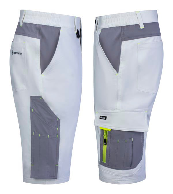 Flex Workwear Shorts White/ Grey ALL SIZES