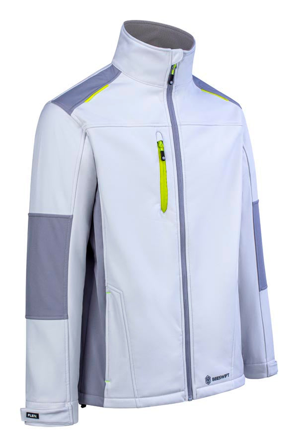 Flex Softshell Jacket Two-Tone White Grey ALL SIZES