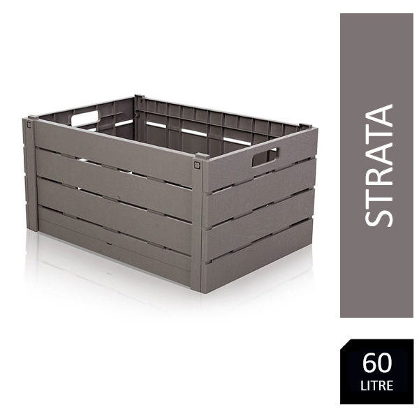 Strata Grey Folding & Stacking Crate 60 Litre