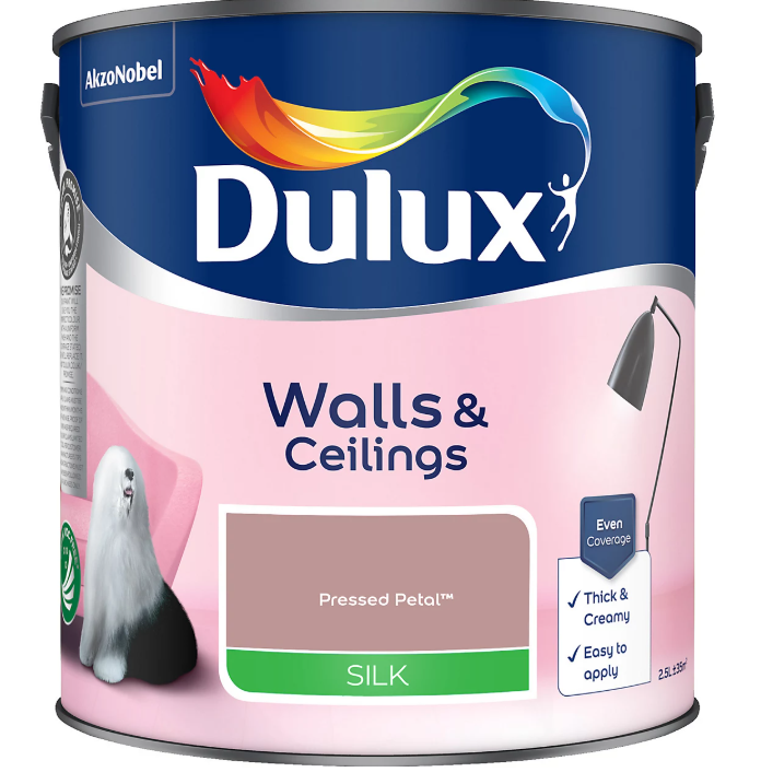 Dulux Pressed Petal Silk Wall & Ceiling Emulsion paint | 1 x 2.5L Tin