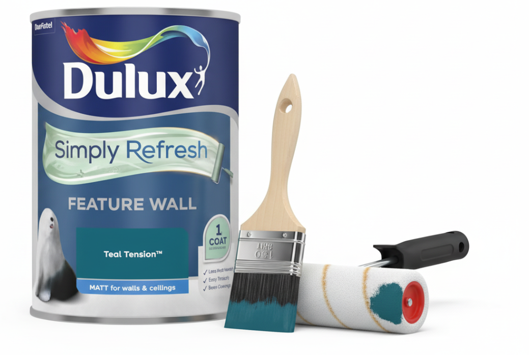 Dulux Simply Refresh Feature Wall Matt Emulsion Paint | Teal Tension | 1.25L.