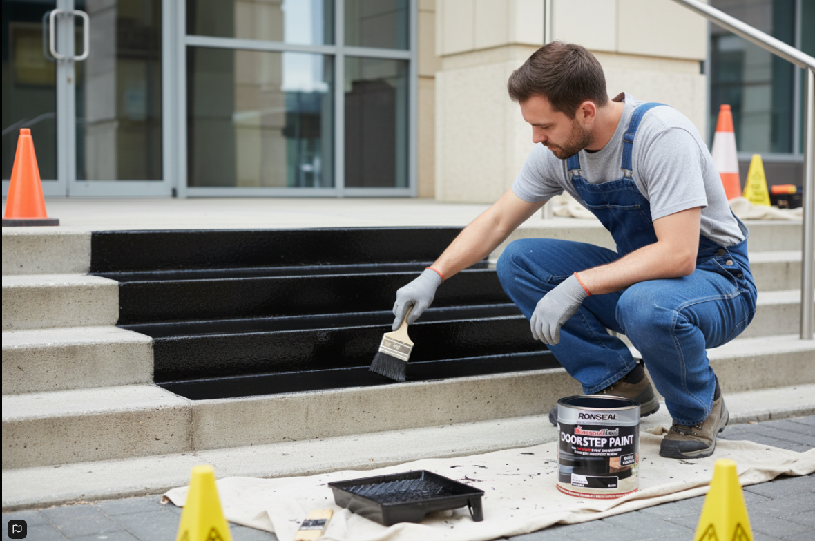 Ronseal Doorstop Paint Tile Black Satin Doorstep paint | 1 x 250ml