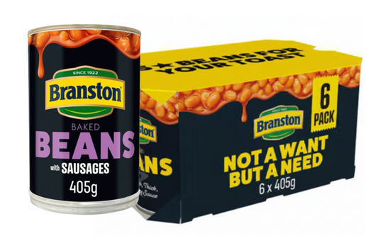 Branston Baked Beans with Sausages | 6 x 405g Tins