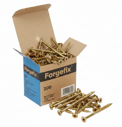ForgeFast Elite Fast-Start Woodscrews | 4.5 x 30mm | Zinc Yellow | Box 200
