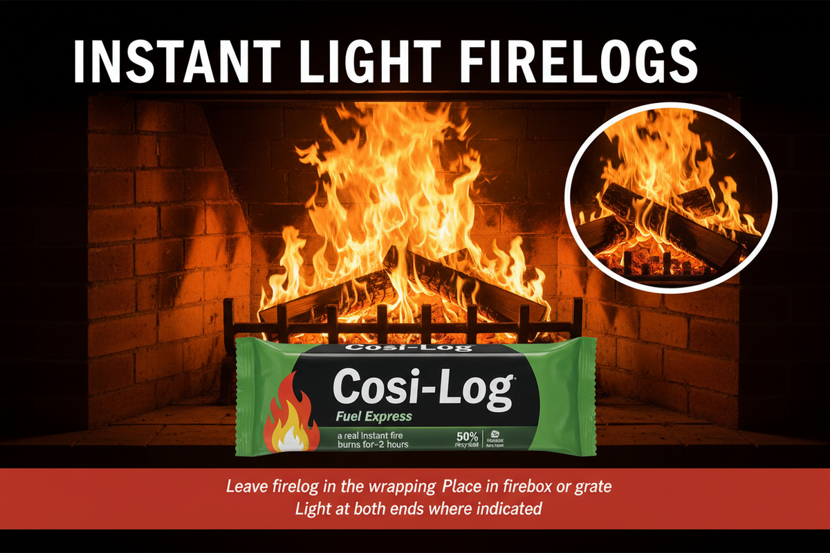 Cosi-Log Individually wrapped log made from wax impregnated wood waste | 1 x 12 Pack