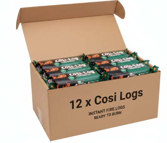 Cosi-Log Individually wrapped log made from wax impregnated wood waste | 1 x 12 Pack