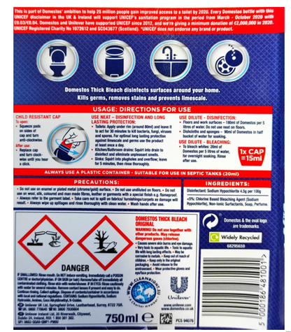 Domestos Bleach 1250ml/1.25L