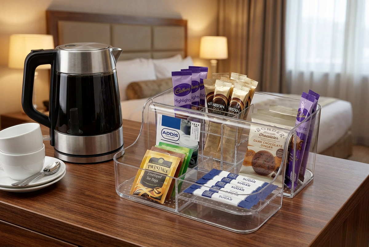 Addis Acrylic 6 Compartment Organiser | Cosmetics , Stationery Tea & Coffee | 1 x 6 Compartment