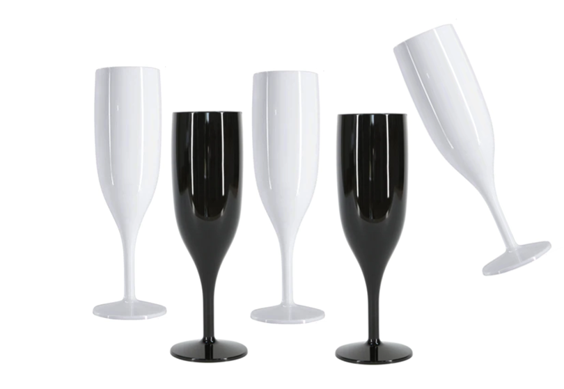 Belgravia White Reusable Plastic Champagne Flutes Pack 6’s (3306) 6 Pack Bundle = 36