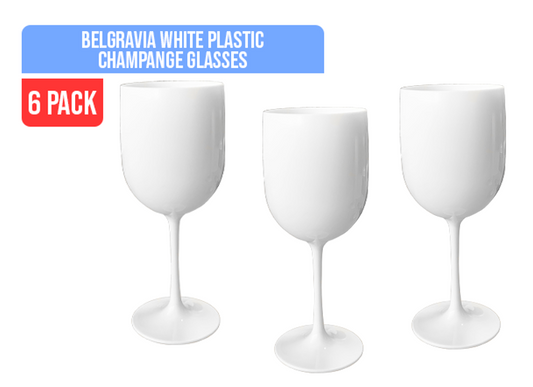 Belgravia Large White Plastic Champagne / Wine Glasses Pack 6’s {480ml} (3269)