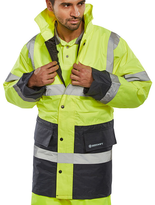 Beeswift Hi-Vis Fleece Lined Traffic Jacket - {ALL COLOURS / SIZES}