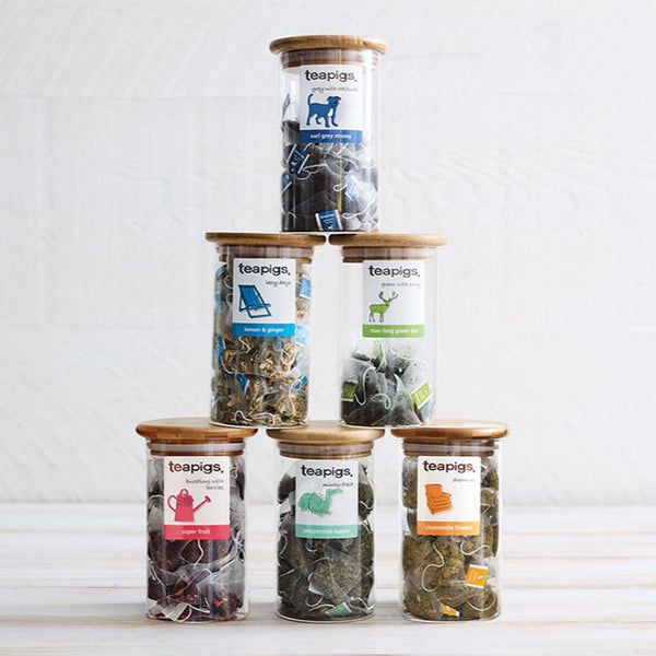 Teapigs mixed case glass storage jar bundle {6 Jar Pack}