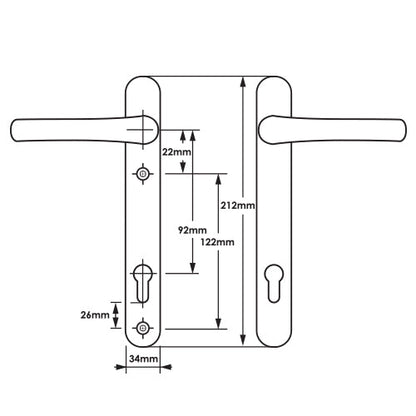 Securit UPVC Keyed Door Handle White (122mm x 92mm) | Front & Back