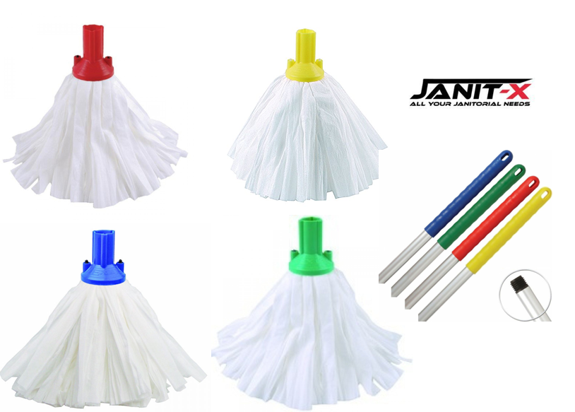 Janit-X Big White Mop Head Green (10 Mop Pack) - UK BUSINESS SUPPLIES