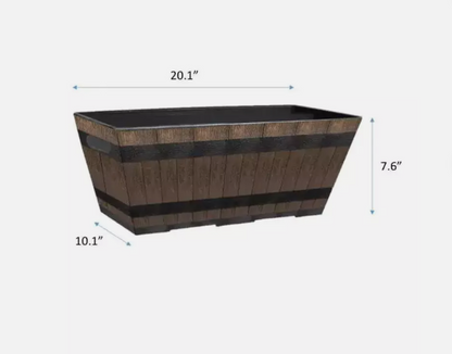 Fixtures Barrel Design Dark Brown Large Trough L50cm x W25.5cm x H19.5cm