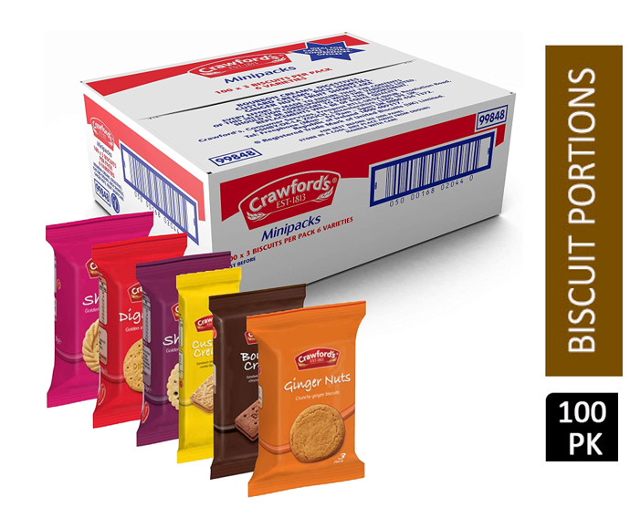 Crawfords Mini Packs Assorted Biscuits 100 Packs of 3 Biscuits {2025 Offer Price!}