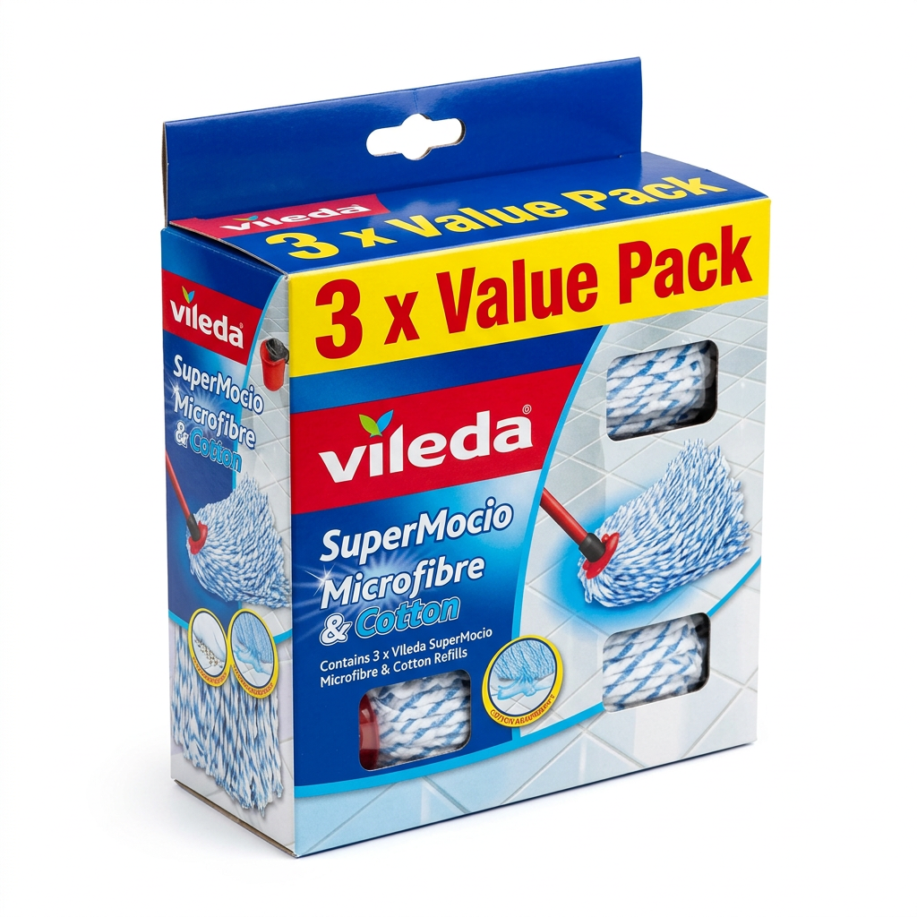 Vileda Supermocio Microfibre & Cotton Mop Refill Head