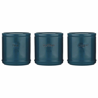 Accents Teal Tea/Coffee/Sugar Canisters 3 Set