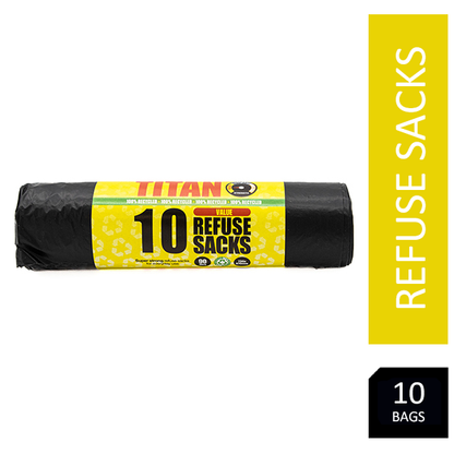 Super Strong Refuse / Bin Sacks Large 80 Litre & 100% Recycled 10's