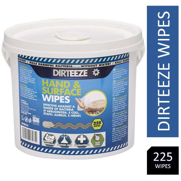 Dirteeze Hand & Surface Wipes Bucket 225's