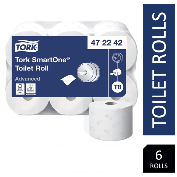 Tork 472242 T8 SmartOne Toilet Roll 2-Ply 1150 Sheets (Pack of 6)