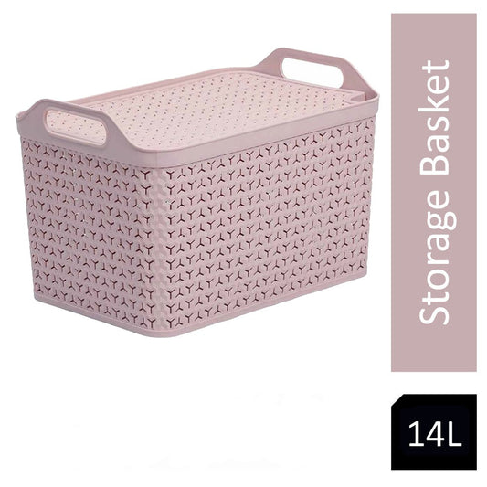 Strata Pink Medium Handy Basket With Lid {23cm x 30.5cm}