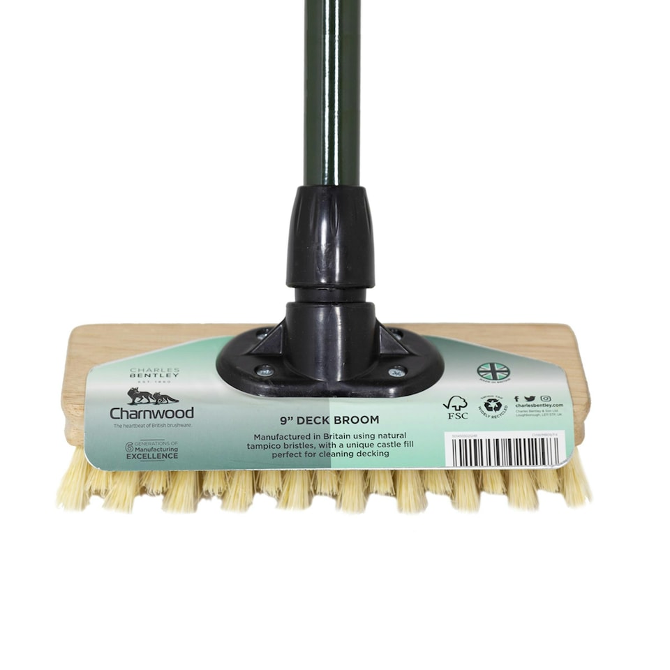 Charles Bentley Charnwood 9" Deck Broom & Scraper Garden Maintenance FSC