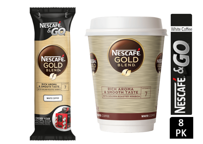Nescafe &Go! Gold Blend White Cups 8 x 12oz Cups