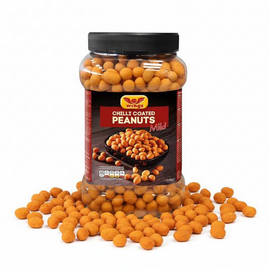 Wings Chilli Coated Peanuts 1.1kg  | 1 x 1.1kg Resealable Tub