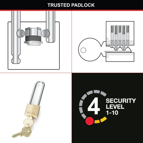 Master Lock 30mm Solid Brass Padlock 64mm Shackle 130EURDLJ