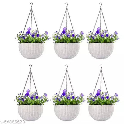 Fixtures Beige/Off White Rattan Effect Hanging Basket LARGE 25cm x 16cm