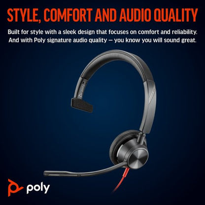 Poly Blackwire 3315 Monaural MS USB-C/A +3.5mm Headset 8X218AA