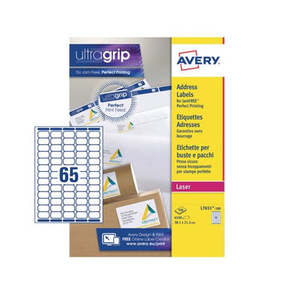 Avery Laser Labels 38.1x21.2mm (Pack of 6500) L7651H