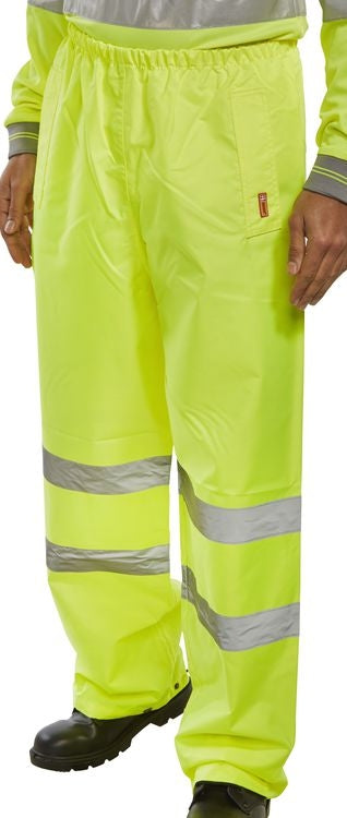 Beswift Heavyweight YELLOW PVC Coated Hi-Visibility Trousers TENSY {All Sizes} - UK BUSINESS SUPPLIES