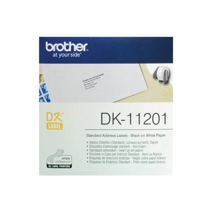 Brother Black on White Paper Standard Address Labels (Pack of 400) DK11201