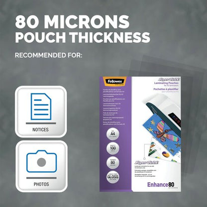 Fellowes SuperQuick Lamg Pouch A4 160mi Gloss Pack of 100 5306207