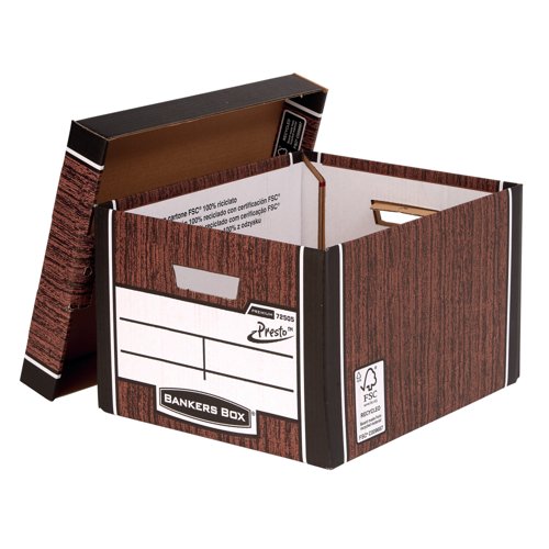 Bankers Box Premium Presto Storage Box Woodgrain (Pack of 10) 7250501