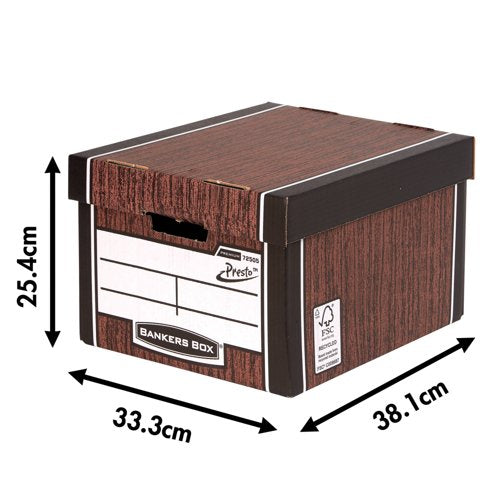 Bankers Box Premium Presto Storage Box Woodgrain (Pack of 10) 7250501