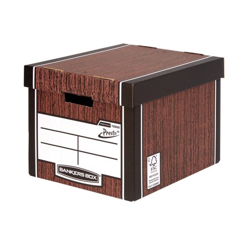 Bankers Box Premium Tall Storage Box Woodgrain (Pack of 5) 7260520
