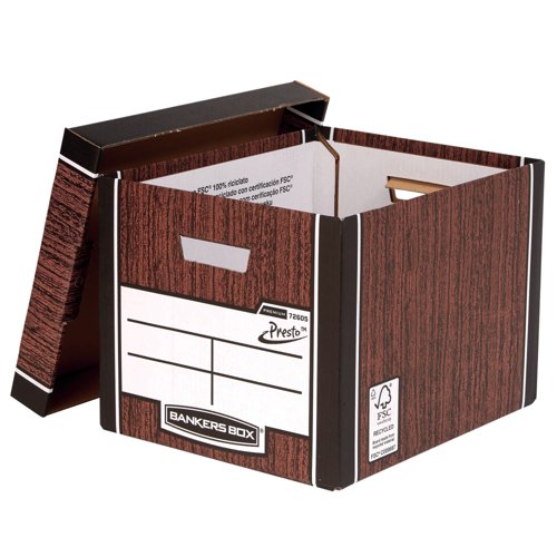 Bankers Box Premium Tall Storage Box Woodgrain (Pack of 5) 7260520