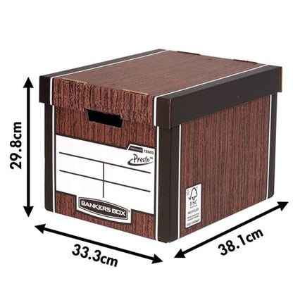Bankers Box Premium Tall Storage Box Woodgrain (Pack of 5) 7260520