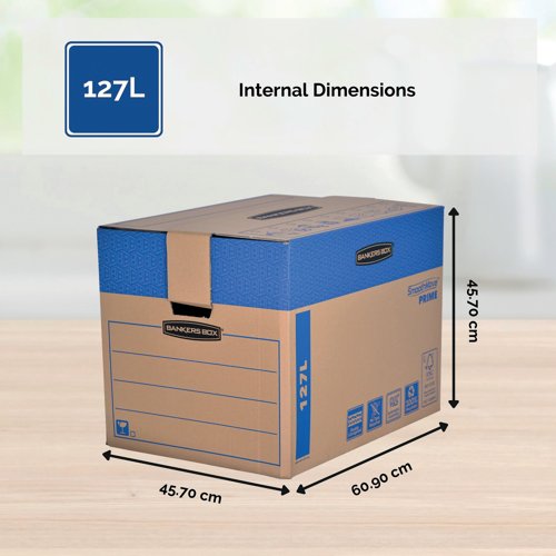 Bankers Box SmoothMove Prime Moving Box 127L XL Brown/Blue (Pack of 5) 6205401