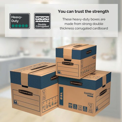 Bankers Box SmoothMove Prime Moving Box 127L XL Brown/Blue (Pack of 5) 6205401