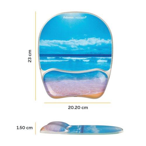 Fellowes Mousepad Wrist Support Sandy Beach Design 9179301
