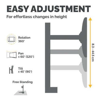 Fellowes Seasa Free Standing Single Monitor Arm Black 8049601
