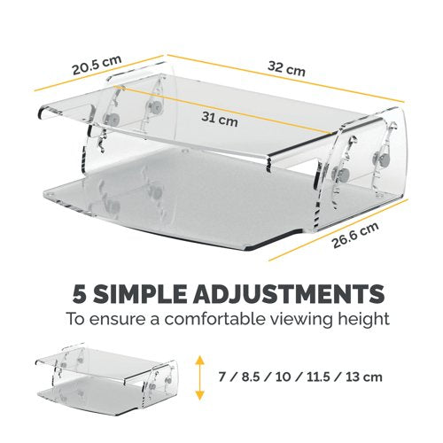 Fellowes Clarity Adjustable Monitor Stand Clear Acrylic 9731101